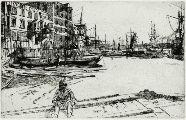 Eagle Wharf, from 'A Series of Sixteen Etchings of Scenes on the Thames', 1859, Published 1871, by James Abbott McNeill Whistle